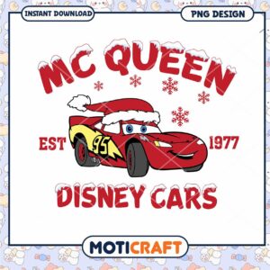MC Queen PNG Design for Disney Cars, perfect for holiday projects