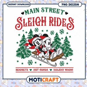 Main Street Sleigh Rides PNG Design, Holiday Fun for Everyone