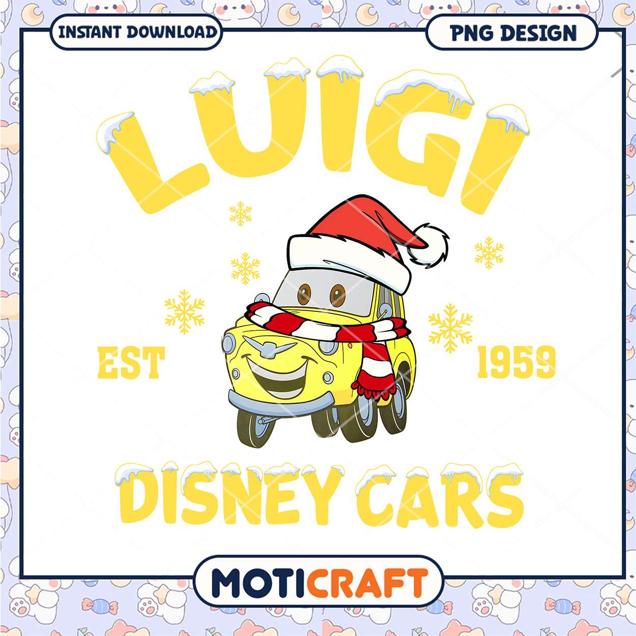 Luigi from Disney Cars, festive PNG design for instant download Luigi from Disney Cars, festive PNG design for instant download