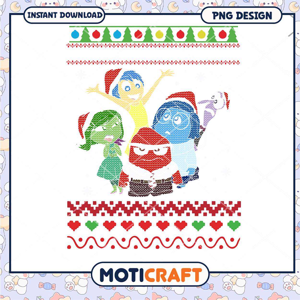 Joyful Holiday PNG Design, Fun Characters Wearing Santa Hats Joyful Holiday PNG Design, Fun Characters Wearing Santa Hats