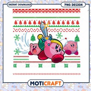 Kirby Holiday PNG Design, Instant Download for Festive Crafts