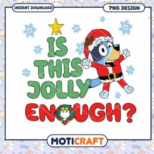 Jolly Blue Dog PNG Design for Christmas, Fun Holiday Instant Download