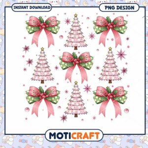 Christmas Tree and Bow PNG Set