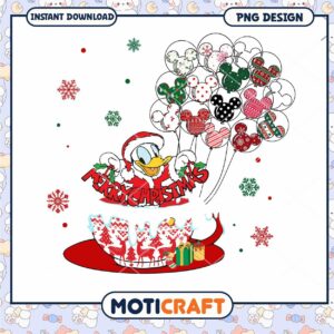 Christmas themed PNG design featuring balloons, Santa character, festive colors, perfect for holiday crafts