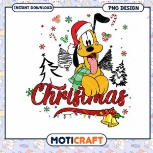 Christmas Pluto PNG design for instant download, festive decor idea