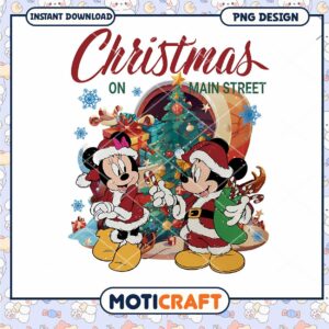 Christmas on Main Street design, festive PNG download for fun