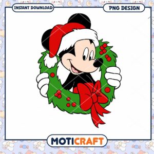 Christmas Mickey Mouse Wreath PNG Download, Fun Holiday Decor Item