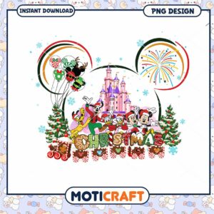 Christmas Disney PNG Design for Instant Download, Celebrate with Mickey and Friends