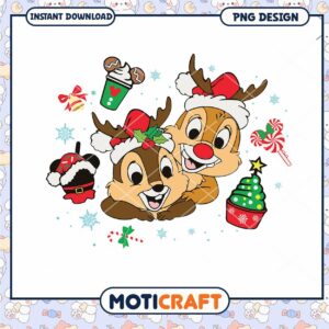 Christmas Chipmunk PNG Design, cute holiday art for instant download