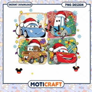 Christmas Cartoon Cars PNG Design, Instant Download for Kids Fun
