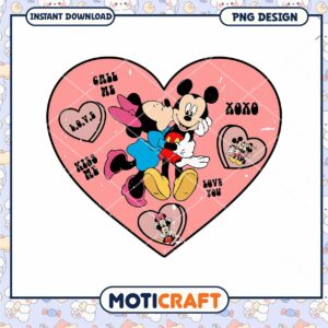 Mickey and Minnie Heart Love PNG Design for Instant Download Use