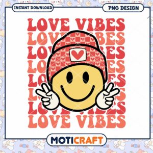 Love Vibes Smiley Face PNG Design for Positive Energy Download