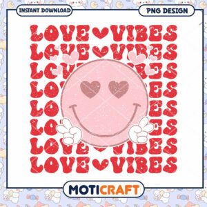 Love Vibes Smiley Face PNG Design