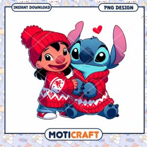 Lilo Stitch PNG Christmas Sweater Design