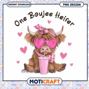 Highland Cow PNG Design Boujee Heifer