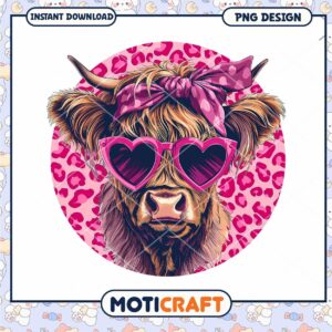 Highland Cow PNG Design Instant Download