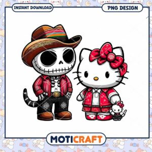 Hello Kitty and Pumpkin King PNG Cute Design Instant Download Art
