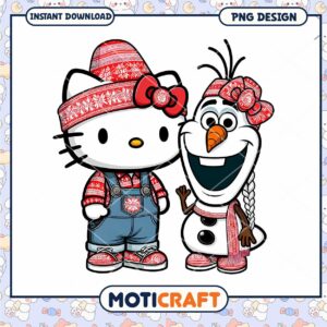 Hello Kitty and Olaf Winter PNG Design Cute Character Download