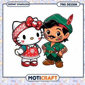 Hello Kitty and Peter Pan PNG Design Instant Download for Fans