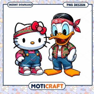 Hello Kitty and Donald Duck PNG Design for Instant Download Kids Fun