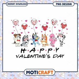 Happy Valentine's Day PNG Design with Cute Dogs and Balloons