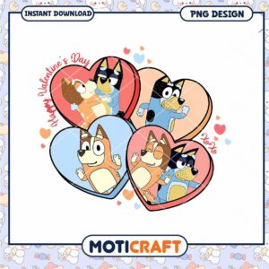 Happy Valentines Day PNG Design Bluey Cartoon Hearts Downloadable Art