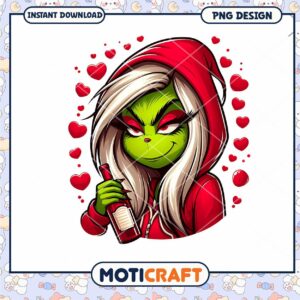 Grinch Heart PNG Design Cute Fun Instant Download for Crafters