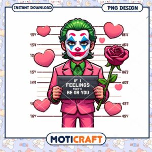 Funny Joker PNG Design with Heart Metrics Instant Download Art