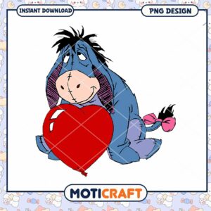 Eeyore with Heart PNG Instant Download Cute Character Design 65 Characters