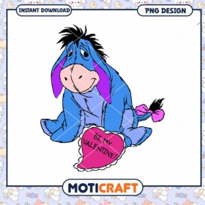 Eeyore Cute Valentine Digital PNG Design for Instant Download Gifts
