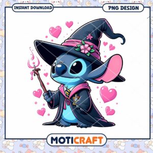 Cute Wizard Stitch PNG Design for Instant Download