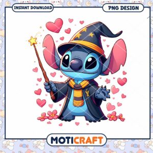 Cute Wizard Stitch PNG Design for Instant Download Magic Lovers