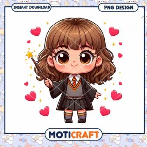 Cute Wizard Girl PNG Design for Instant Download Crafting Fun