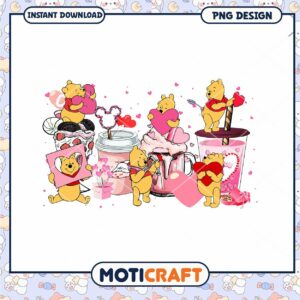 Cute Winnie the Pooh Love PNG Design for Instant Download Decor