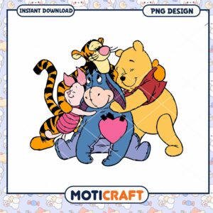 Cute Winnie the Pooh Friends PNG Design for Instant Download Art