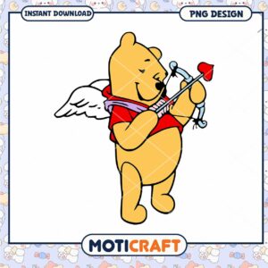 Cute Winnie the Pooh Cupid PNG Graphic for Instant Download Design