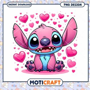 Cute Stitch Valentines PNG Design