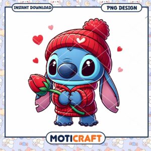 Cute Stitch Valentine PNG Design