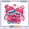 Cute Stitch Couple PNG, Winter Love