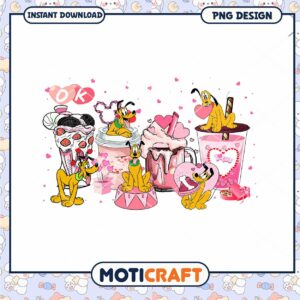 Cute Pluto Cartoon with Sweet Treats PNG Design Downloadable Art