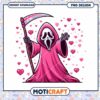 Cute Pink Grim Reaper with Hearts PNG Design Instant Download Art
