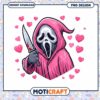 Cute Pink Ghost with Knife and Hearts PNG Design for Downloads