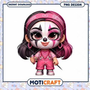 Cute Pink Clown Girl PNG Design