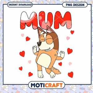 Cute Mum Dog PNG Design with Hearts Instant Download Art