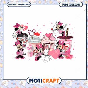 Cute Minnie Mouse PNG Design for Valentine's Day Instant Download