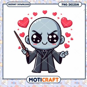 Cute Magical Character with Hearts PNG Instant Download Design