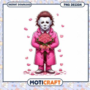 Cute Horror Character with Flowers PNG Design for Instant Download