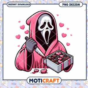 Cute Horror Character with Chocolate Hearts PNG Instant Download