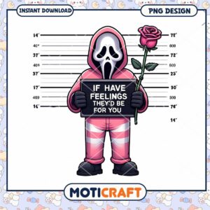 Cute Horror Character PNG Design with Rose and Fun Saying Download