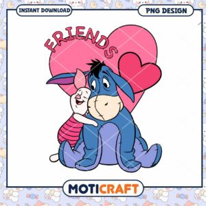 Cute Friends Eeyore and Piglet PNG Design for Instant Download